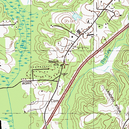 Topographic Map of Shiloh Church, GA