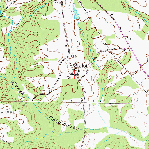 Topographic Map of Shiloh Church, GA