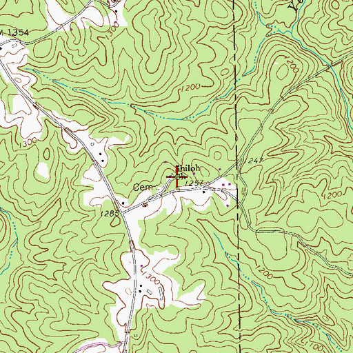 Topographic Map of Shiloh Church, GA