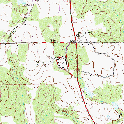 Topographic Map of Shingle Roof Campground, GA