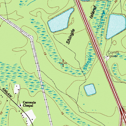 Topographic Map of Shingle Swamp, GA