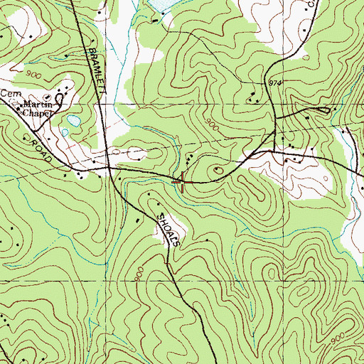 Topographic Map of Shoal Creek, GA