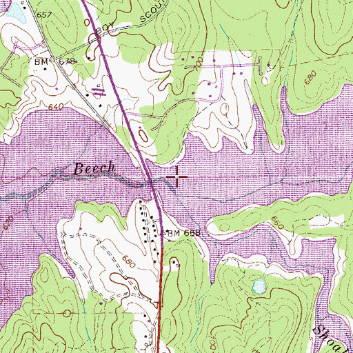 Topographic Map of Shoal Creek, GA