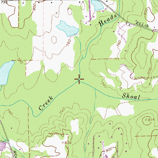 Topographic Map of Shoal Creek, GA