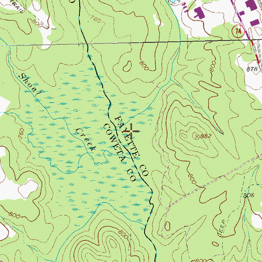 Topographic Map of Shoal Creek, GA