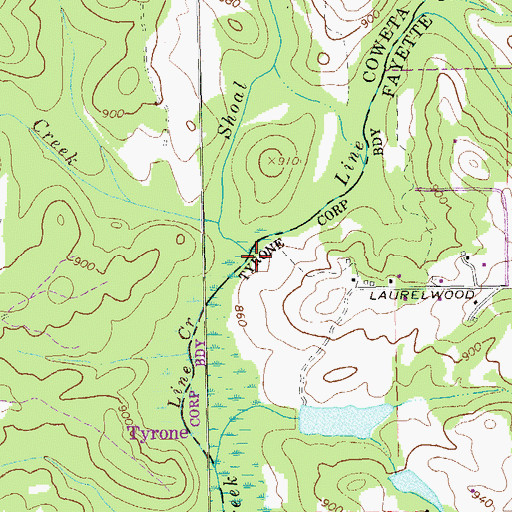 Topographic Map of Shoal Creek, GA