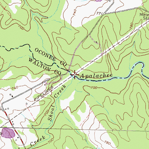 Topographic Map of Shoal Creek, GA