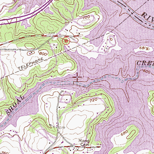 Topographic Map of Shoal Creek, GA