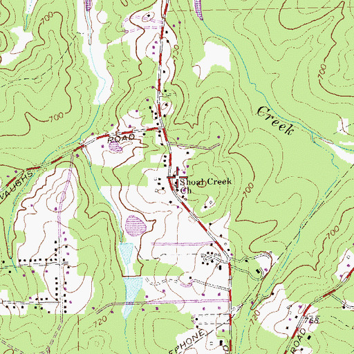 Topographic Map of Shoal Creek Church, GA