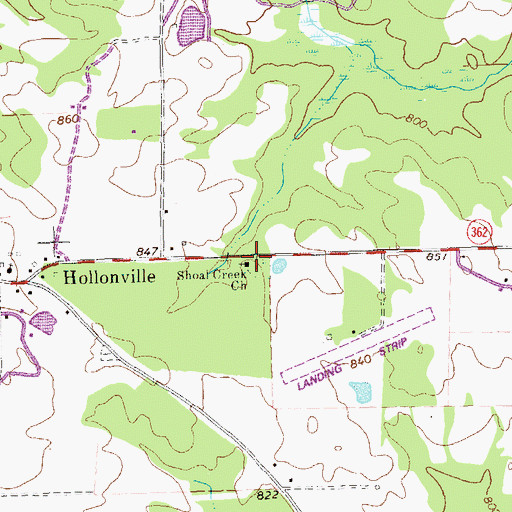 Topographic Map of Shoal Creek Church, GA