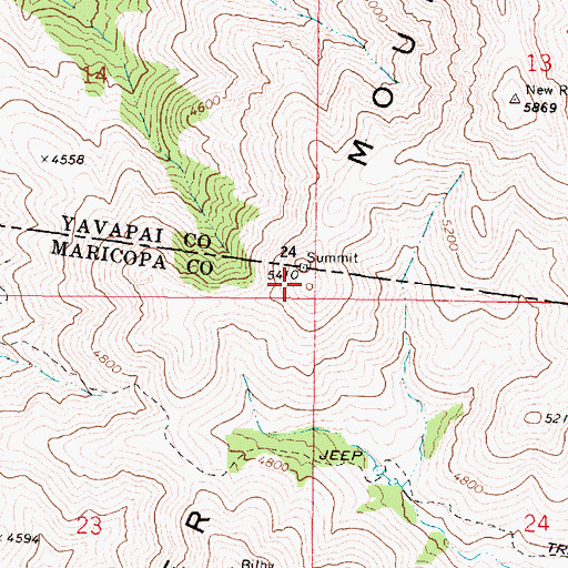 Topographic Map of New River Mountains, AZ