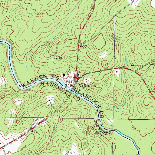 Topographic Map of Shoals, GA