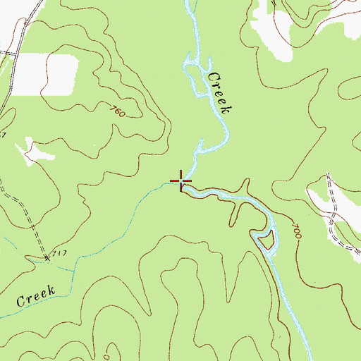 Topographic Map of Shoals Creek, GA