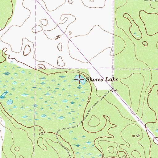 Topographic Map of Shores Lake, GA