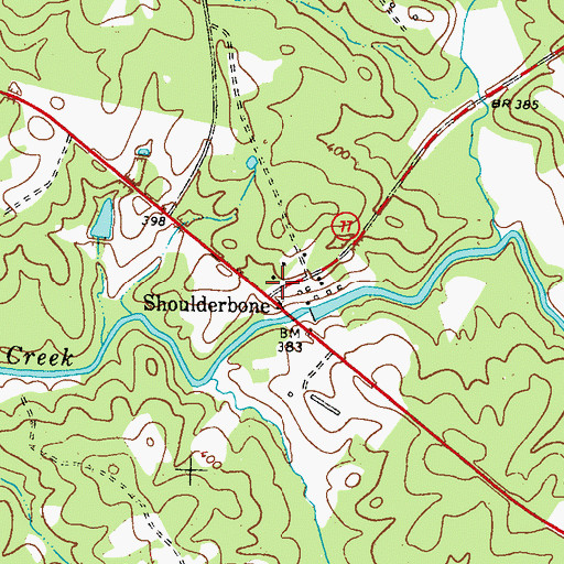 Topographic Map of Shoulderbone, GA