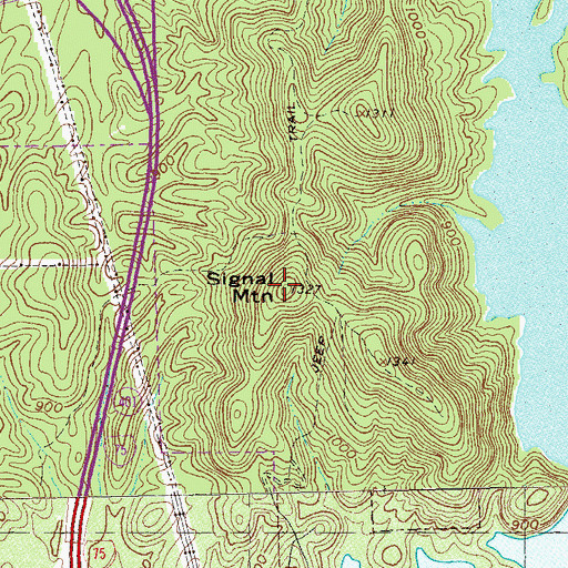 Topographic Map of Signal Mountain, GA