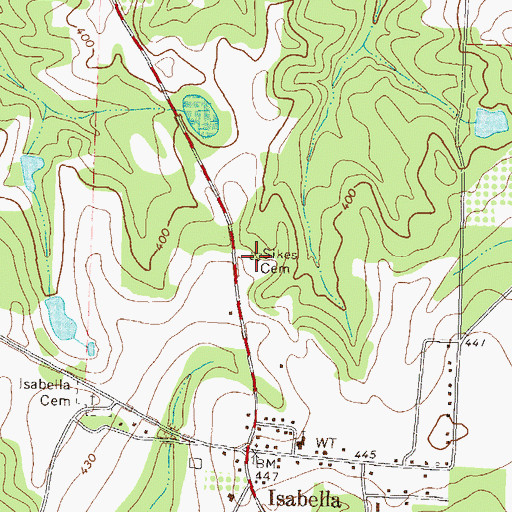 Topographic Map of Sikes Cemetery, GA
