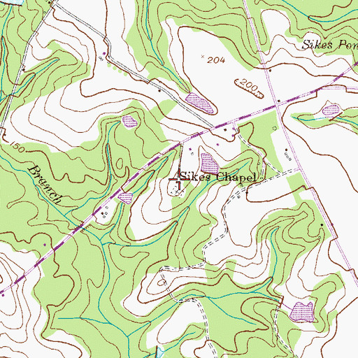 Topographic Map of Sikes Chapel, GA