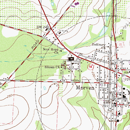 Topographic Map of Siloam Church, GA
