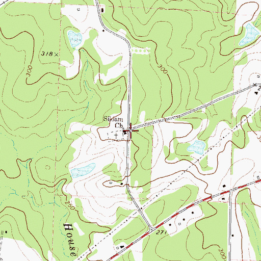 Topographic Map of Siloam Church, GA