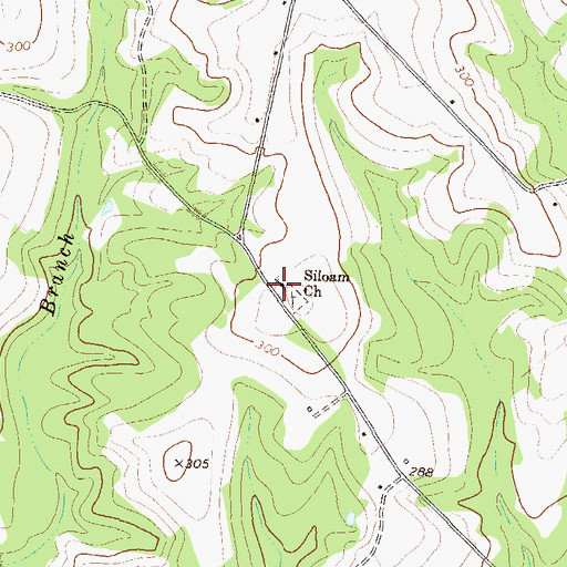 Topographic Map of Siloam Church, GA