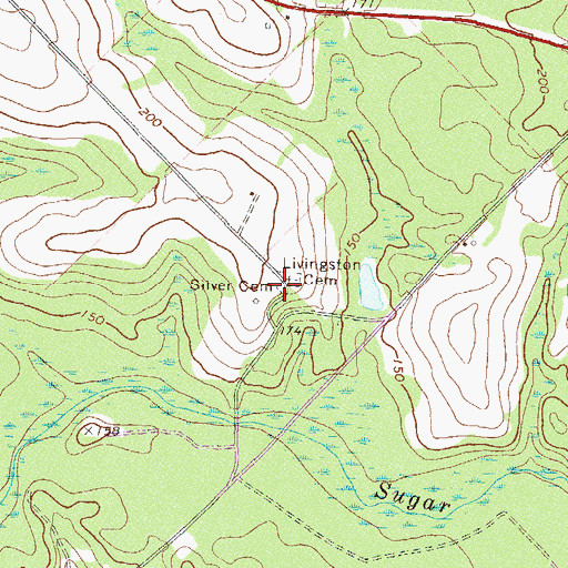 Topographic Map of Silver Cemetery, GA