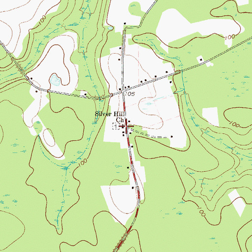 Topographic Map of Silver Hill Church, GA