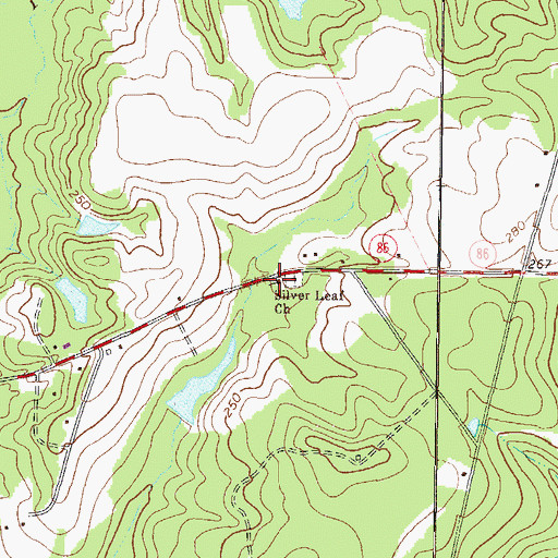 Topographic Map of Silver Leaf Church, GA