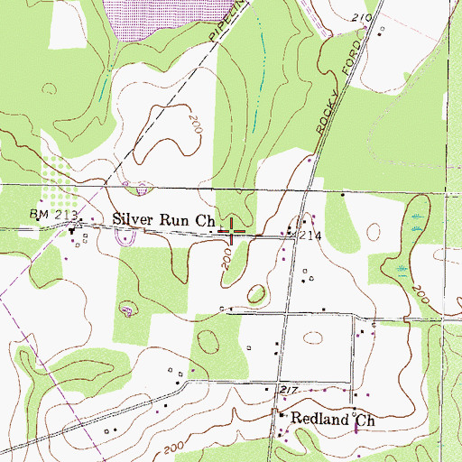Topographic Map of Silver Run Church, GA