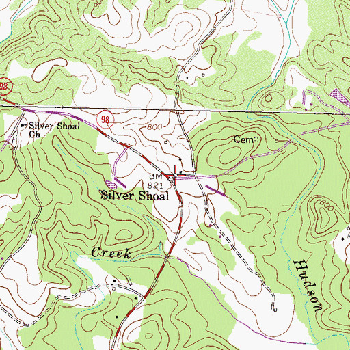 Topographic Map of Silver Shoal, GA