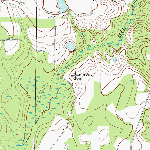 Topographic Map of Simmons Cemetery, GA