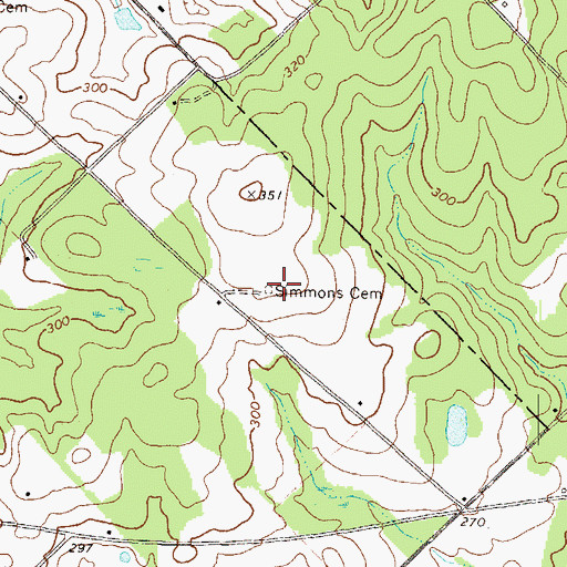 Topographic Map of Simmons Cemetery, GA