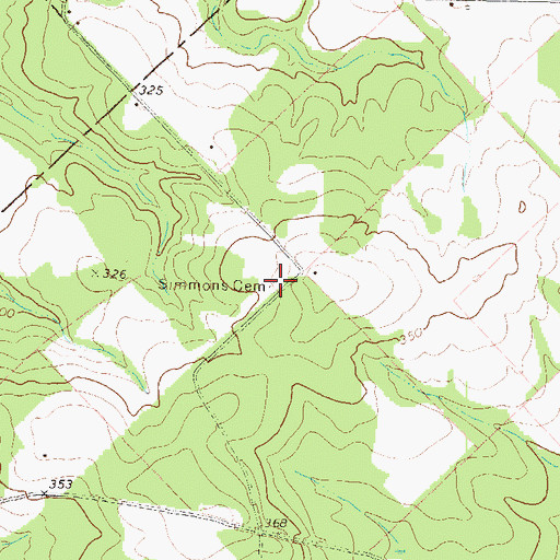 Topographic Map of Simmons Cemetery, GA
