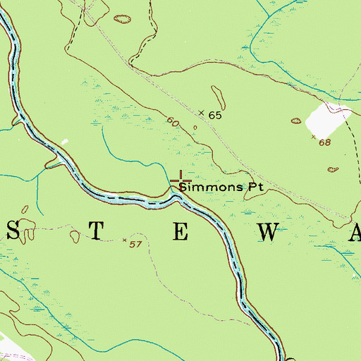 Topographic Map of Simmons Point, GA