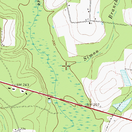 Topographic Map of Simon Branch, GA