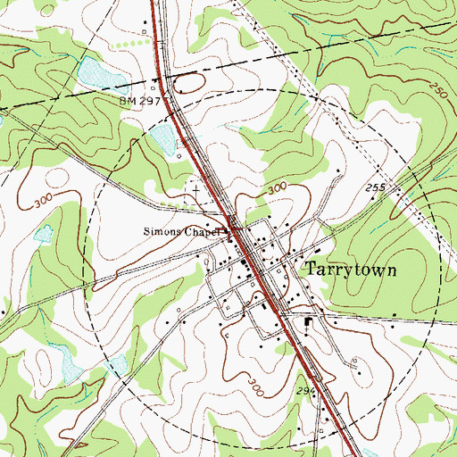 Topographic Map of Simons Chapel, GA