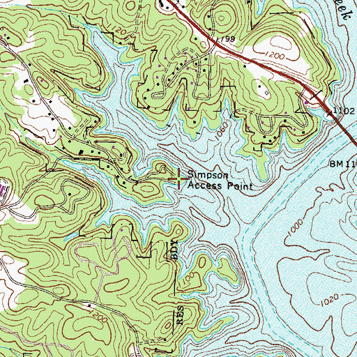 Topographic Map of Simpson Access Point, GA