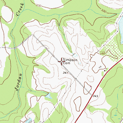 Topographic Map of Simpson Cemetery, GA