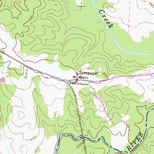 Topographic Map of Simpson Cemetery, GA