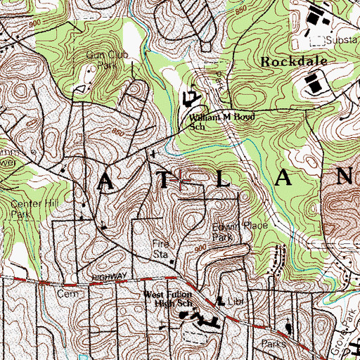Topographic Map of Simsville Church, GA
