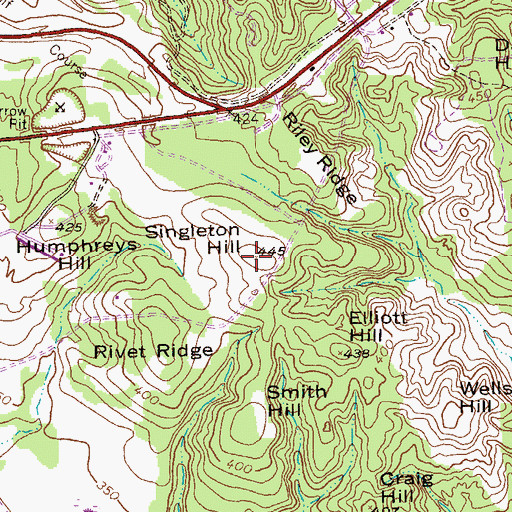 Topographic Map of Singleton Hill, GA