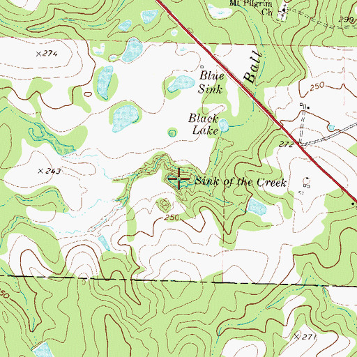 Topographic Map of Sink of the Creek, GA