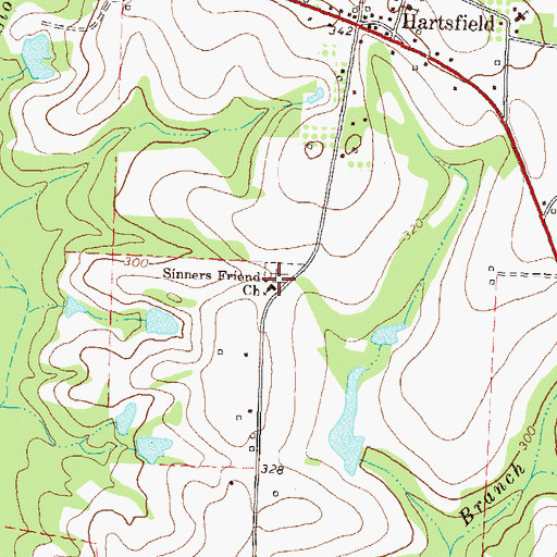 Topographic Map of Sinners Friend Church, GA