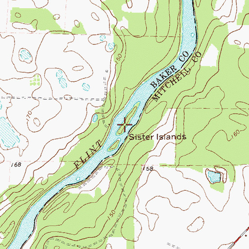 Topographic Map of Sister Islands, GA