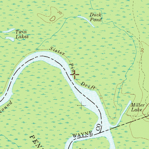 Topographic Map of Sister Pine Drift, GA