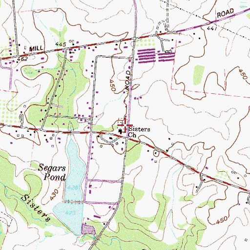 Topographic Map of Sisters Church, GA