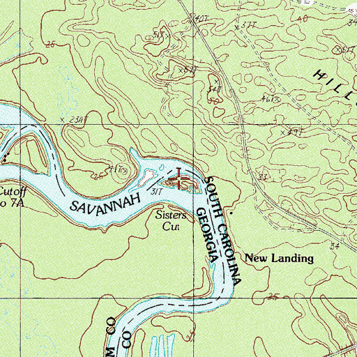 Topographic Map of Sisters Cut, GA