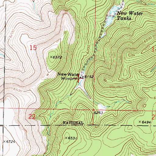 Topographic Map of New Windmill, AZ