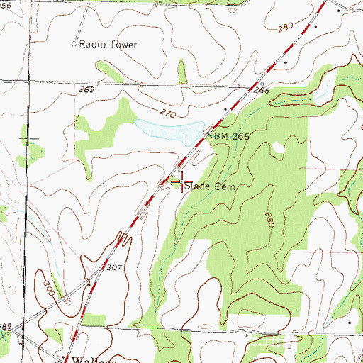 Topographic Map of Slade Cemetery, GA