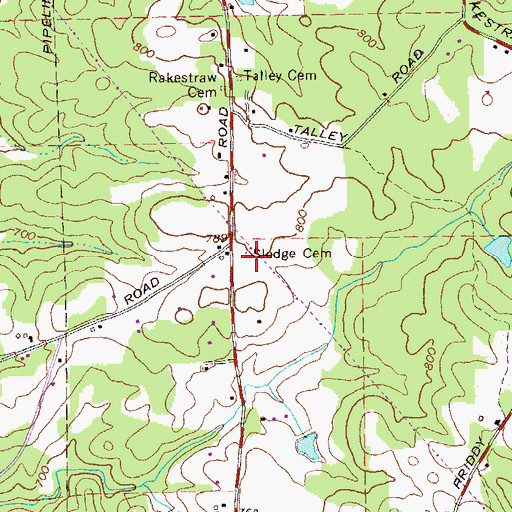 Topographic Map of Sledge Cemetery, GA